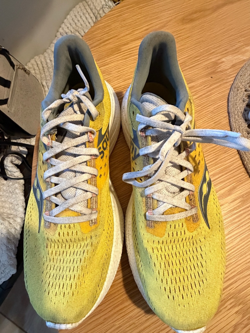 Saucony Yellow and White Running Shoes - Picture 3 of 5
